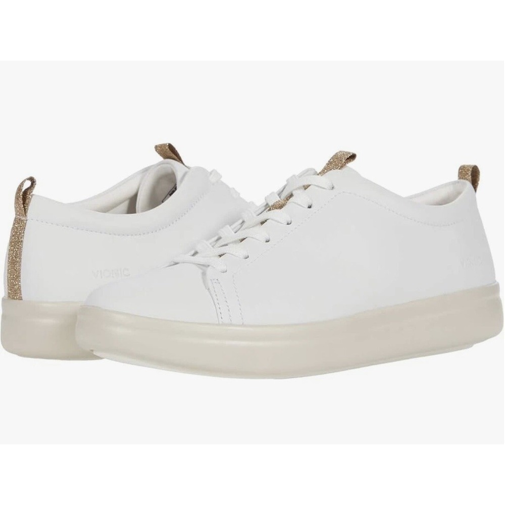Vionic Womens White Paisley Leather Walking Sneaker Shoes Size US 8.5 Casual
